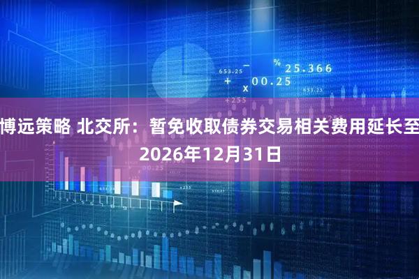 博远策略 北交所：暂免收取债券交易相关费用延长至2026年12月31日